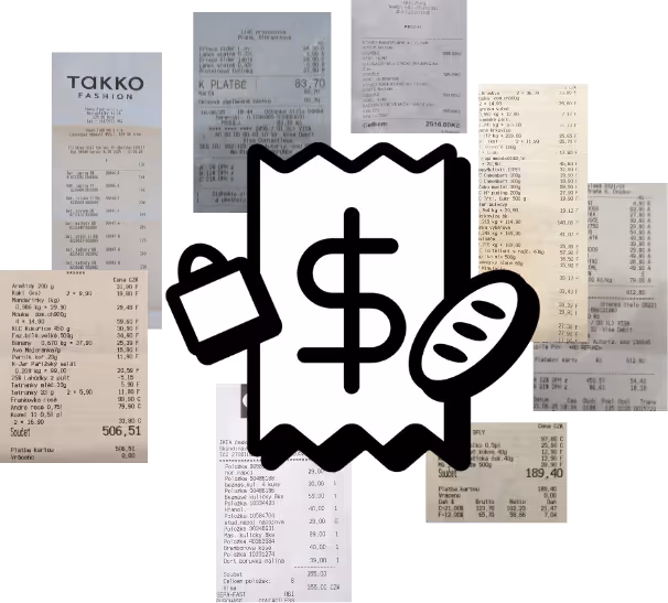 Uctenkovnik app logo with receipts