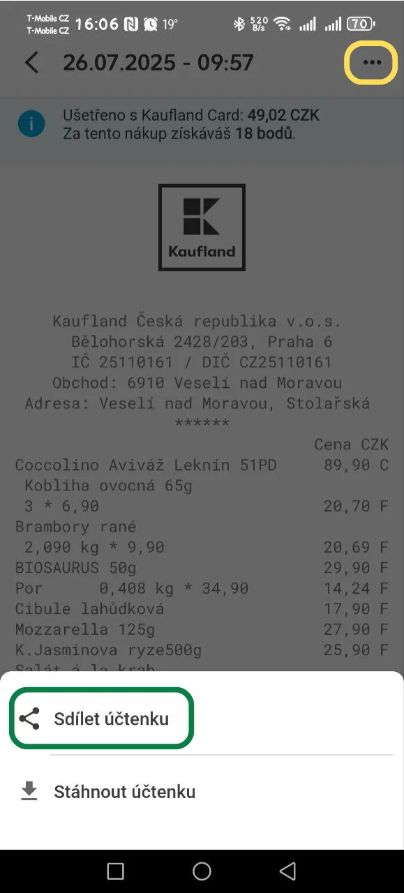 Tři tečky > Sdílet